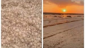 تساقط البرد على محافظة طريف